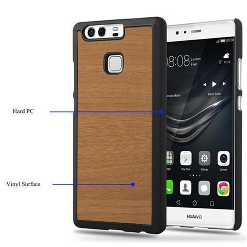 Cadorabo Hülle kompatibel mit Huawei P9 Hard Case Schutzhülle in Holz Optik gegen Kratzer und Stöße