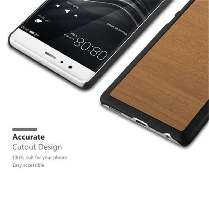 Cadorabo Hülle kompatibel mit Huawei P9 Hard Case Schutzhülle in Holz Optik gegen Kratzer und Stöße