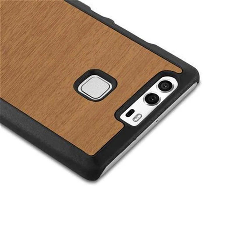 Cadorabo Hülle kompatibel mit Huawei P9 Hard Case Schutzhülle in Holz Optik gegen Kratzer und Stöße