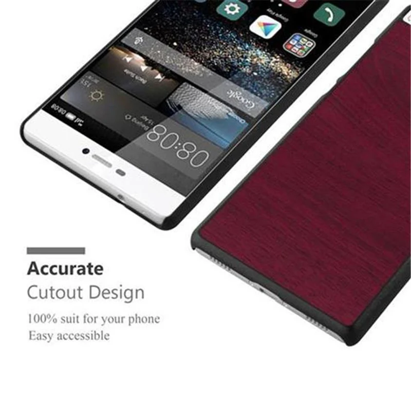 Cadorabo Hülle kompatibel mit Huawei P8 Hard Case Schutzhülle in Holz Optik gegen Kratzer und Stöße