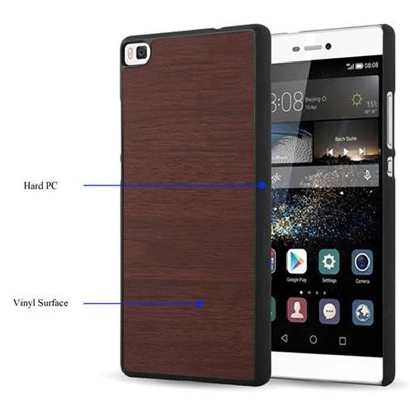 Cadorabo Hülle kompatibel mit Huawei P8 Hard Case Schutzhülle in Holz Optik gegen Kratzer und Stöße