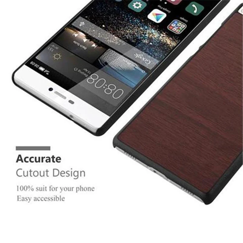 Cadorabo Hülle kompatibel mit Huawei P8 Hard Case Schutzhülle in Holz Optik gegen Kratzer und Stöße