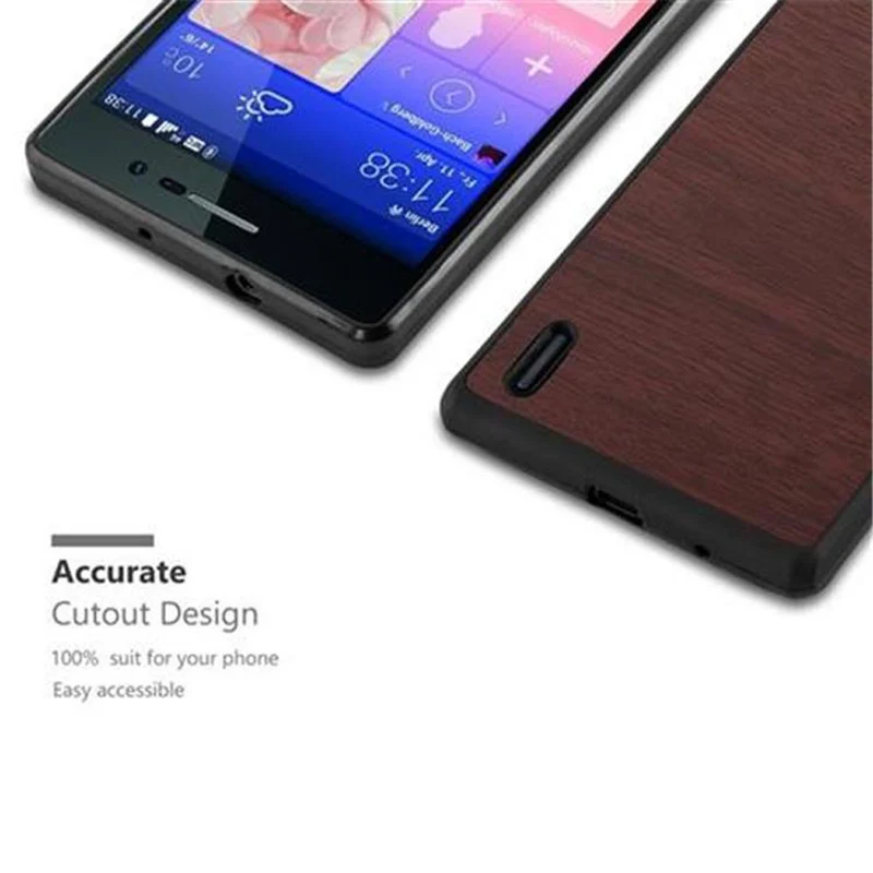 Cadorabo Hülle kompatibel mit Huawei ASCEND P7 Hard Case Schutzhülle in Holz Optik gegen Kratzer und Stöße
