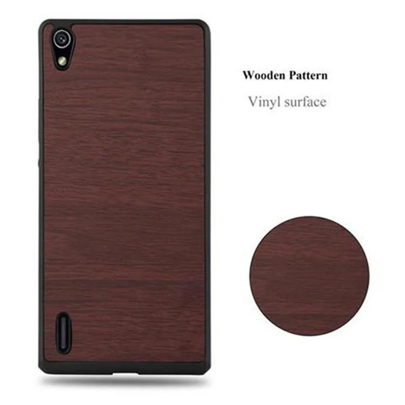 Cadorabo Hülle kompatibel mit Huawei ASCEND P7 Hard Case Schutzhülle in Holz Optik gegen Kratzer und Stöße