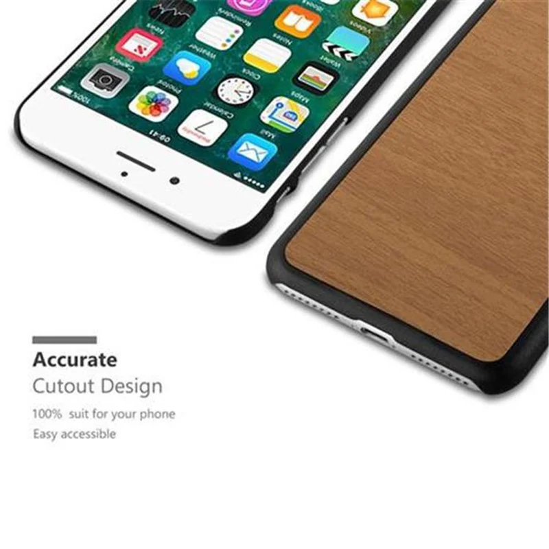 Cadorabo Hülle kompatibel mit Apple iPhone 7 PLUS / 7S PLUS / 8 PLUS Hard Case Schutzhülle in Holz Optik gegen Kratzer und Stöße