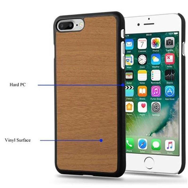 Cadorabo Hülle kompatibel mit Apple iPhone 7 PLUS / 7S PLUS / 8 PLUS Hard Case Schutzhülle in Holz Optik gegen Kratzer und Stöße