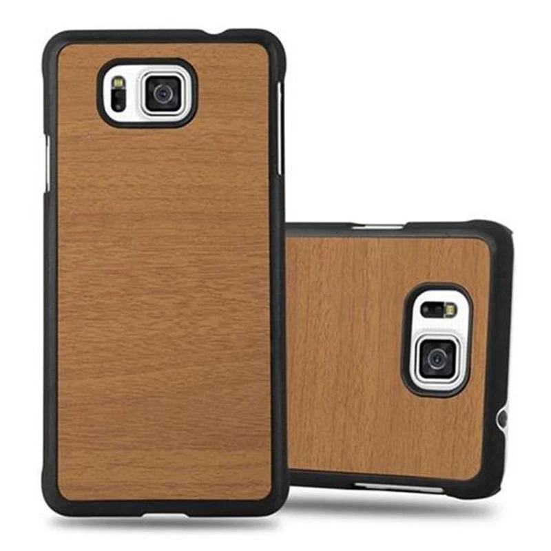 Cadorabo Hülle kompatibel mit Samsung Galaxy ALPHA Hard Case Schutzhülle in Holz Optik gegen Kratzer und Stöße