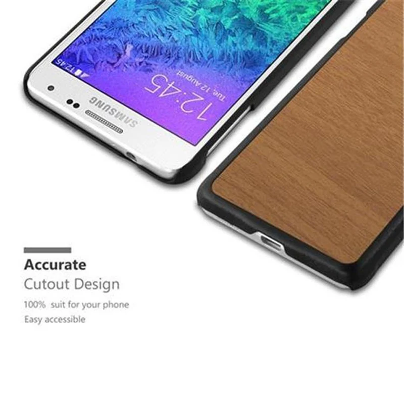 Cadorabo Hülle kompatibel mit Samsung Galaxy ALPHA Hard Case Schutzhülle in Holz Optik gegen Kratzer und Stöße