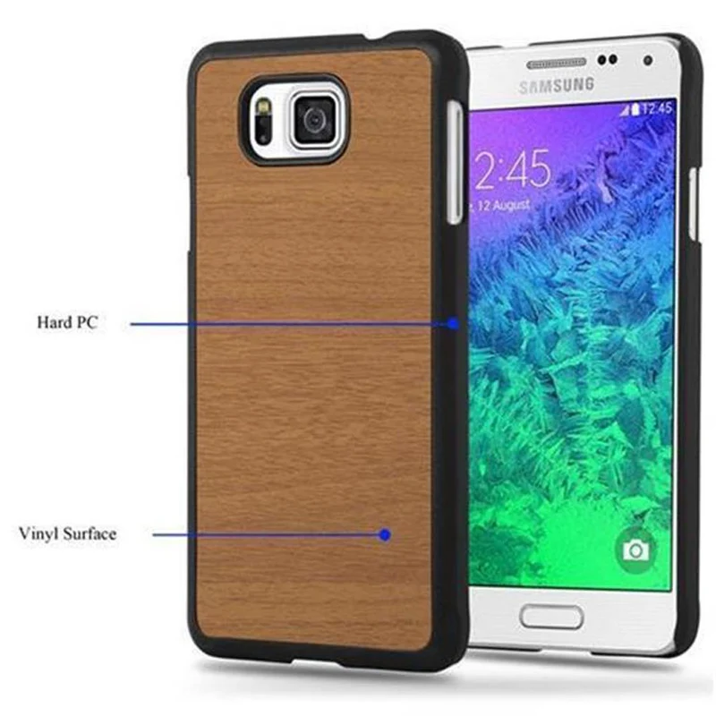 Cadorabo Hülle kompatibel mit Samsung Galaxy ALPHA Hard Case Schutzhülle in Holz Optik gegen Kratzer und Stöße