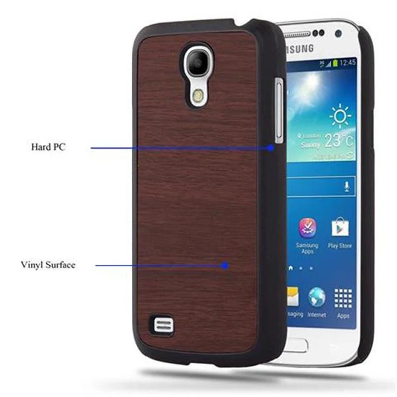 Cadorabo Hülle kompatibel mit Samsung Galaxy S4 MINI Hard Case Schutzhülle in Holz Optik gegen Kratzer und Stöße