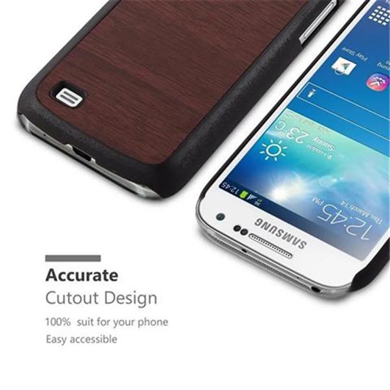 Cadorabo Hülle kompatibel mit Samsung Galaxy S4 MINI Hard Case Schutzhülle in Holz Optik gegen Kratzer und Stöße