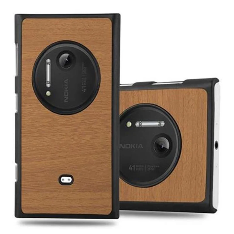 Cadorabo Hülle kompatibel mit Nokia Lumia 1020 Hard Case Schutzhülle in Holz Optik gegen Kratzer und Stöße