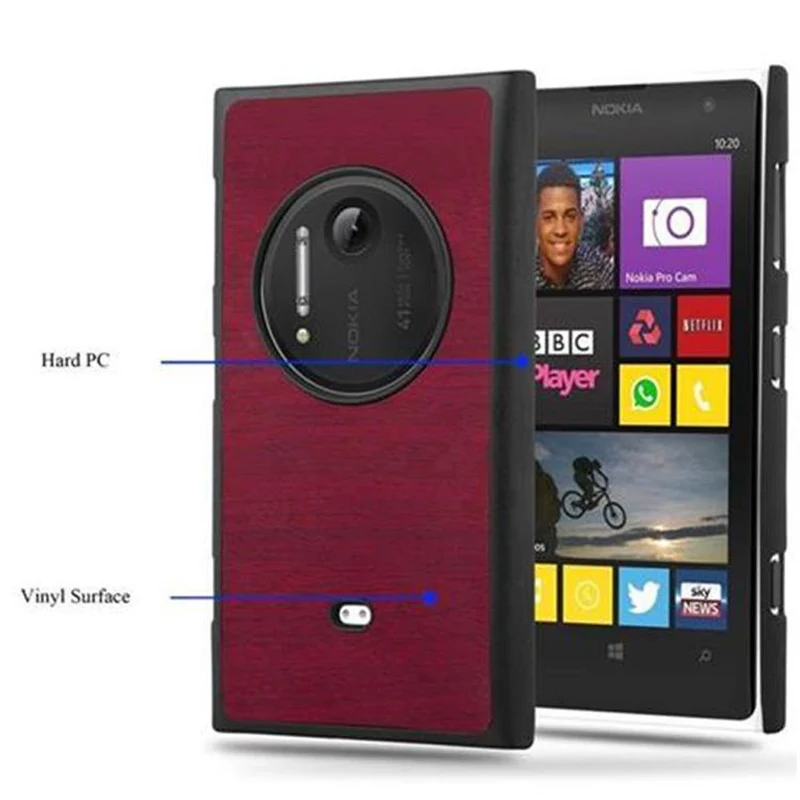 Cadorabo Hülle kompatibel mit Nokia Lumia 1020 Hard Case Schutzhülle in Holz Optik gegen Kratzer und Stöße