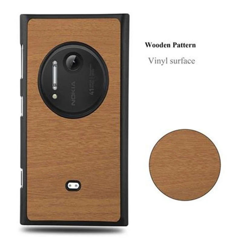 Cadorabo Hülle kompatibel mit Nokia Lumia 1020 Hard Case Schutzhülle in Holz Optik gegen Kratzer und Stöße