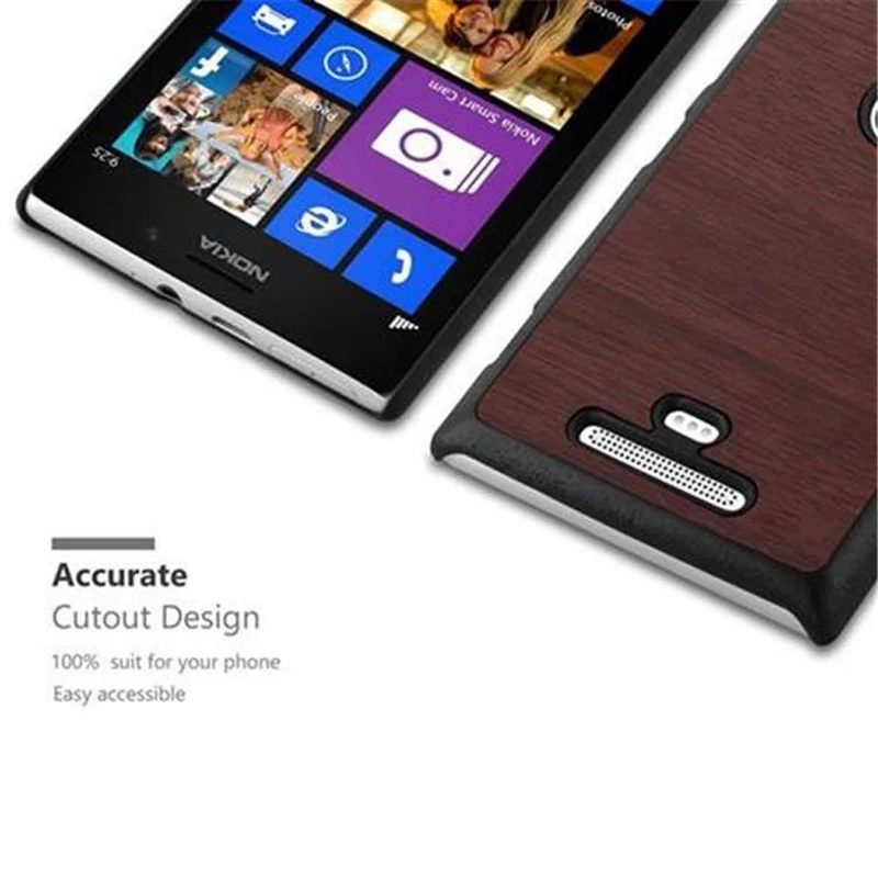 Cadorabo Hülle kompatibel mit Nokia Lumia 925 Hard Case Schutzhülle in Holz Optik gegen Kratzer und Stöße