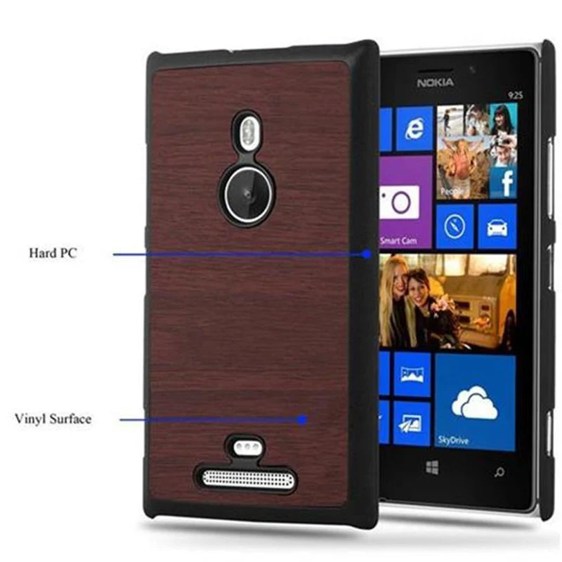 Cadorabo Hülle kompatibel mit Nokia Lumia 925 Hard Case Schutzhülle in Holz Optik gegen Kratzer und Stöße