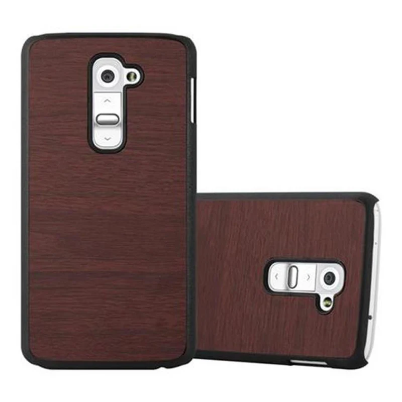 Cadorabo Hülle kompatibel mit LG G2 Hard Case Schutzhülle in Holz Optik gegen Kratzer und Stöße