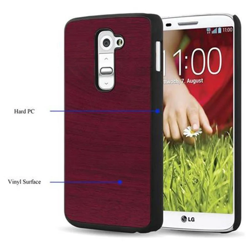 Cadorabo Hülle kompatibel mit LG G2 Hard Case Schutzhülle in Holz Optik gegen Kratzer und Stöße