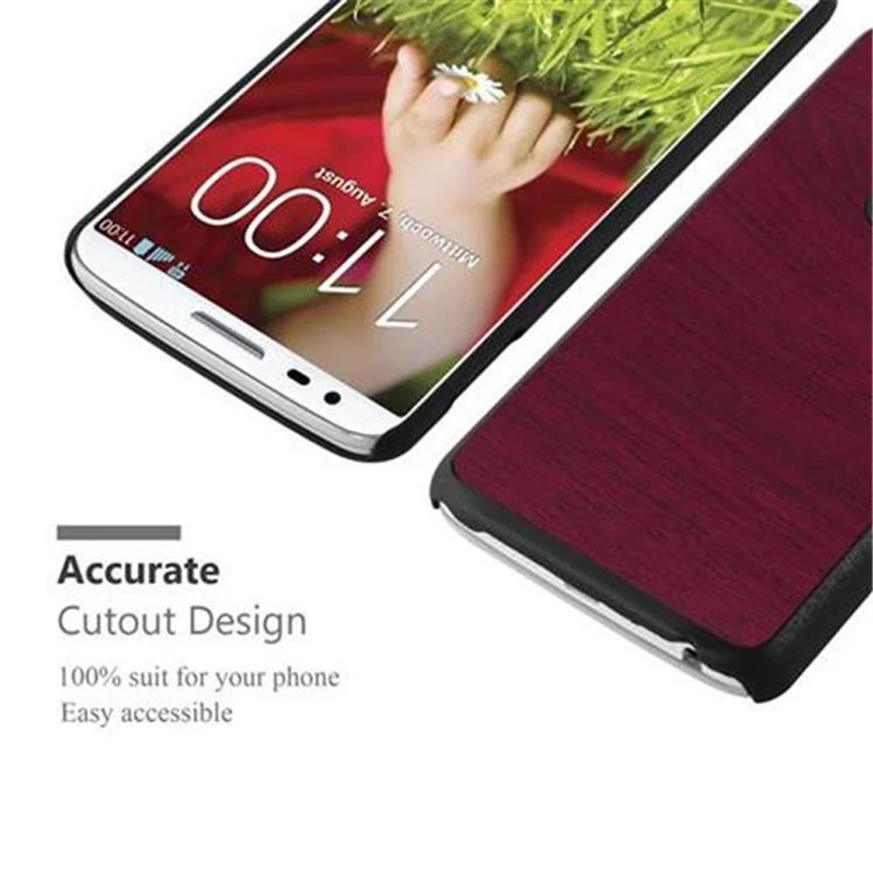 Cadorabo Hülle kompatibel mit LG G2 Hard Case Schutzhülle in Holz Optik gegen Kratzer und Stöße