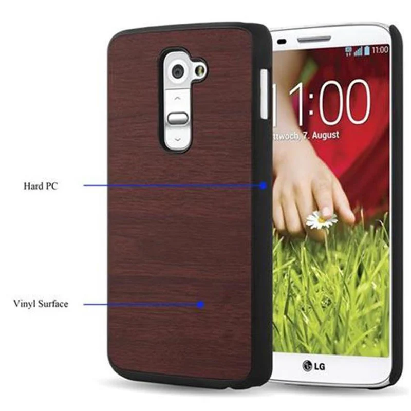 Cadorabo Hülle kompatibel mit LG G2 Hard Case Schutzhülle in Holz Optik gegen Kratzer und Stöße