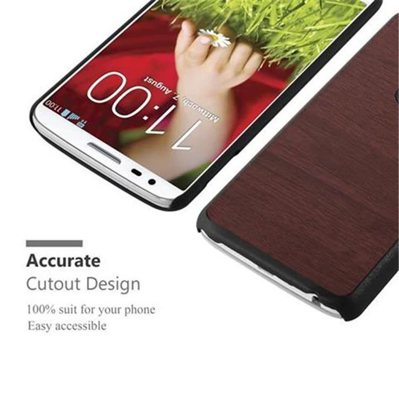 Cadorabo Hülle kompatibel mit LG G2 Hard Case Schutzhülle in Holz Optik gegen Kratzer und Stöße