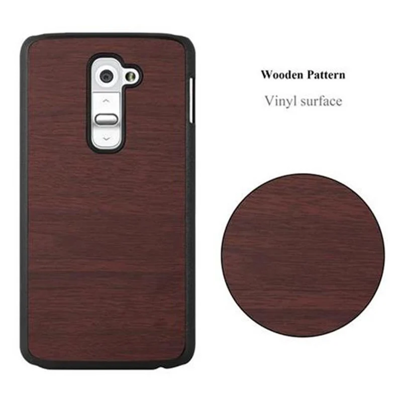 Cadorabo Hülle kompatibel mit LG G2 Hard Case Schutzhülle in Holz Optik gegen Kratzer und Stöße
