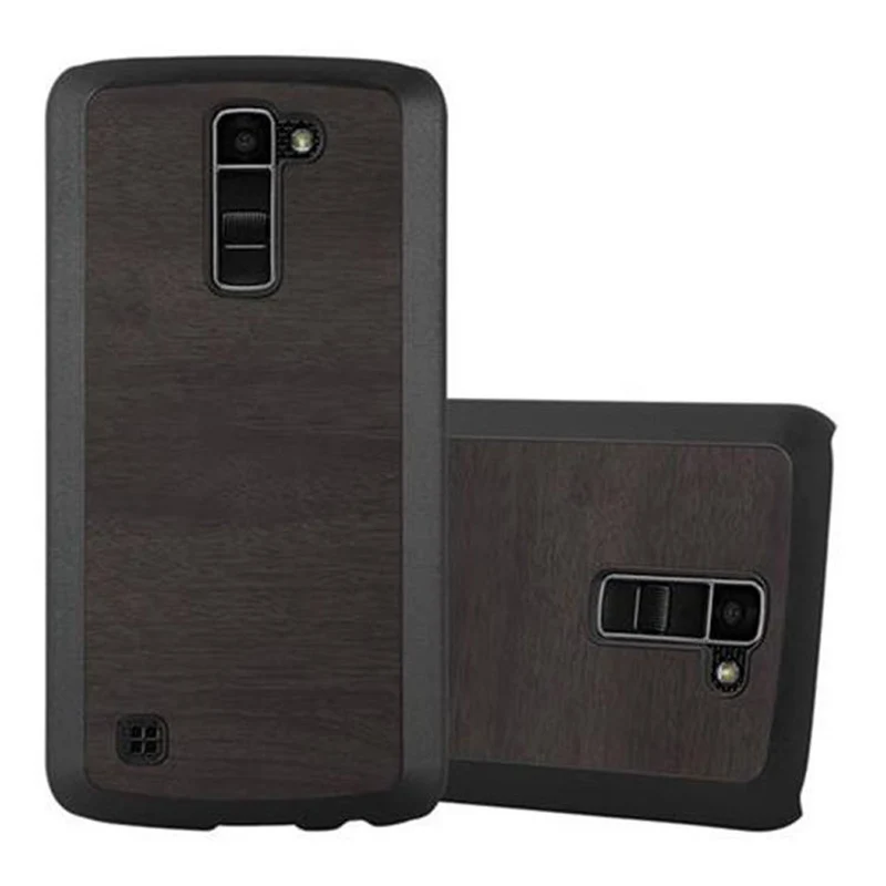 Cadorabo Hülle kompatibel mit LG K10 2016 Hard Case Schutzhülle in Holz Optik gegen Kratzer und Stöße