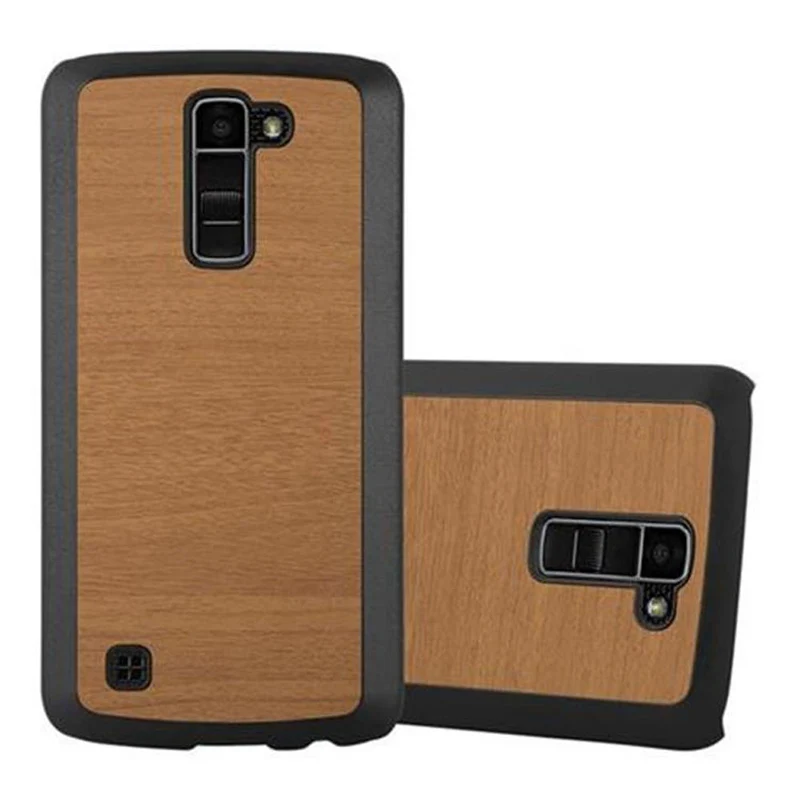Cadorabo Hülle kompatibel mit LG K10 2016 Hard Case Schutzhülle in Holz Optik gegen Kratzer und Stöße