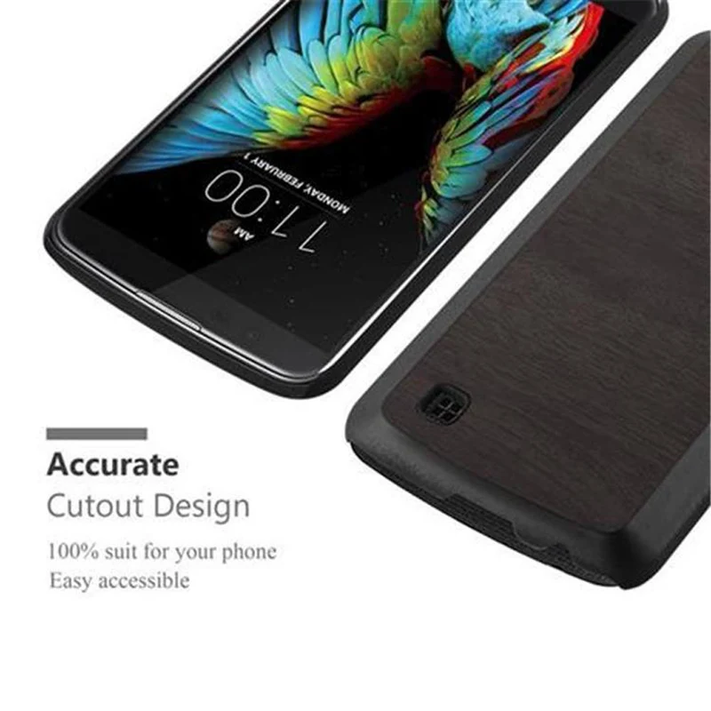 Cadorabo Hülle kompatibel mit LG K10 2016 Hard Case Schutzhülle in Holz Optik gegen Kratzer und Stöße