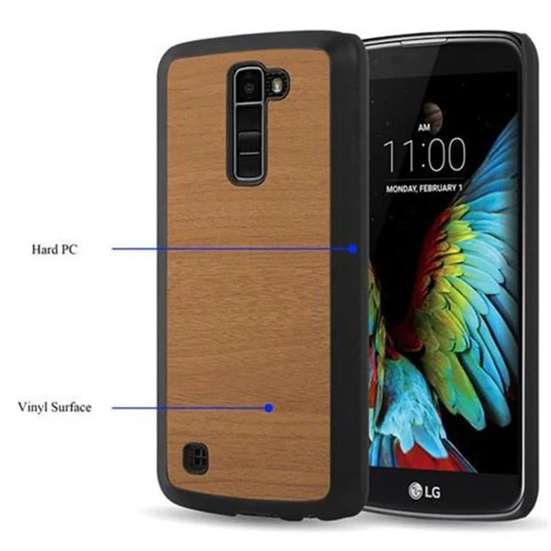 Cadorabo Hülle kompatibel mit LG K10 2016 Hard Case Schutzhülle in Holz Optik gegen Kratzer und Stöße