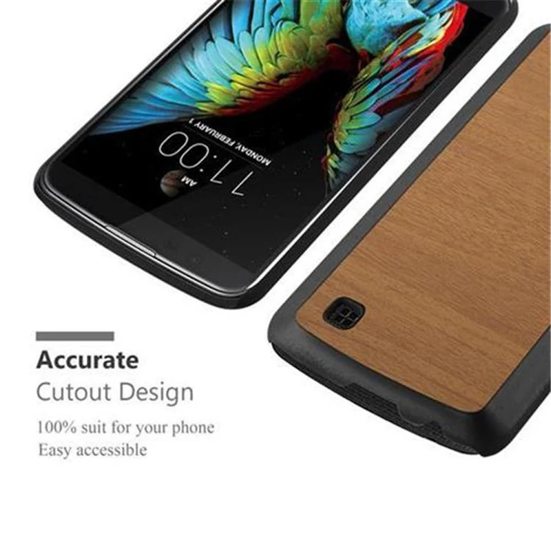 Cadorabo Hülle kompatibel mit LG K10 2016 Hard Case Schutzhülle in Holz Optik gegen Kratzer und Stöße