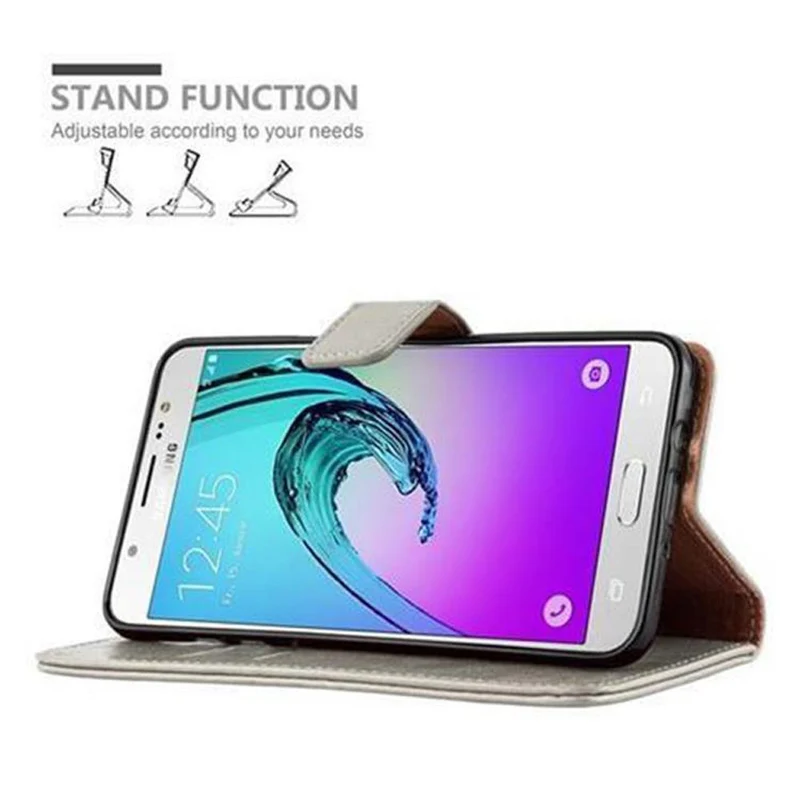 Cadorabo Hülle kompatibel mit Samsung Galaxy J7 2016 Schutzhülle mit Magnetverschluss, Standfunktion und Kartenfach