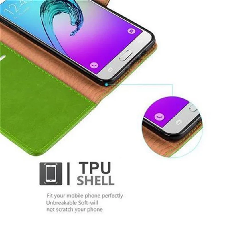 Cadorabo Hülle kompatibel mit Samsung Galaxy J7 2016 Schutzhülle mit Magnetverschluss, Standfunktion und Kartenfach