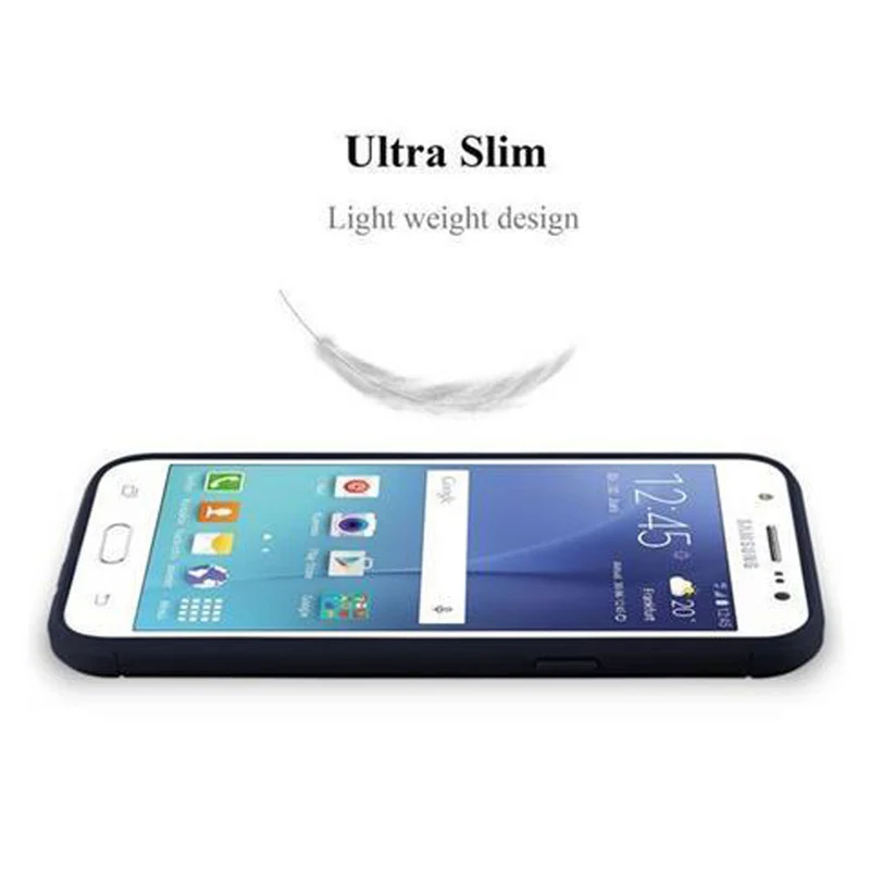 Cadorabo Hülle für Samsung Galaxy J7 2015 Schutzhülle aus flexiblem TPU Silikon in Edelstahl-Karbonfaser Optik