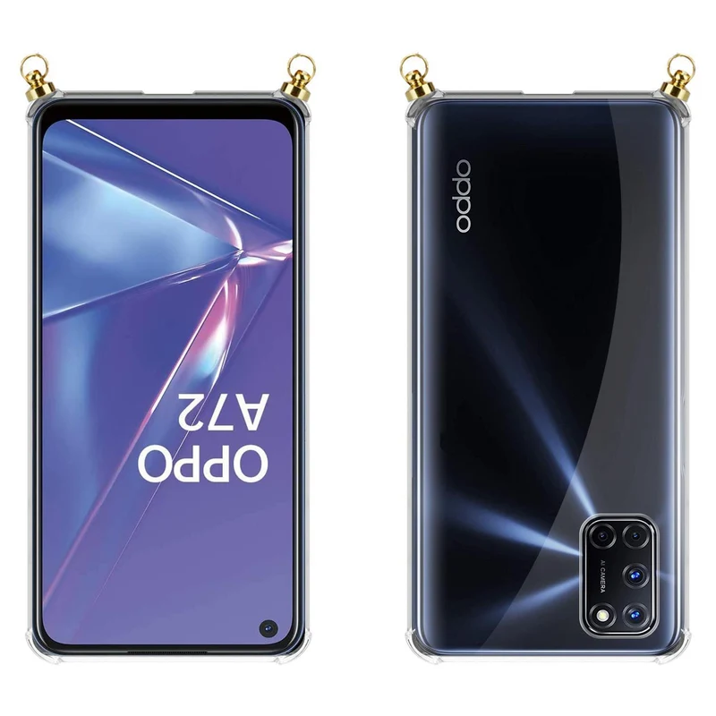 Silikon Hülle Handykette kompatibel mit Oppo A72 mit goldenen Ringen