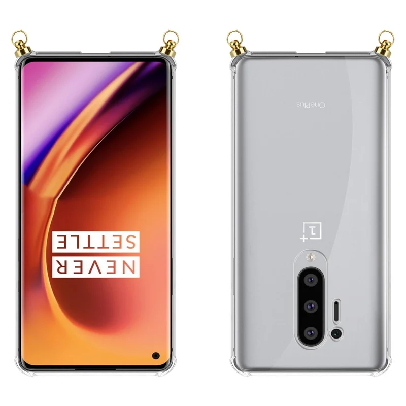 Silikon Hülle Handykette kompatibel mit OnePlus 8 PRO mit goldenen Ringen