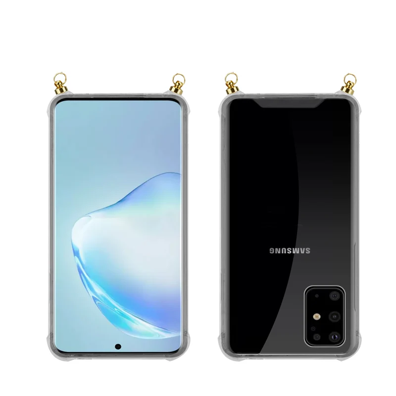 Silikon Hülle Handykette kompatibel mit Samsung Galaxy S20 PLUS mit goldenen Ringen