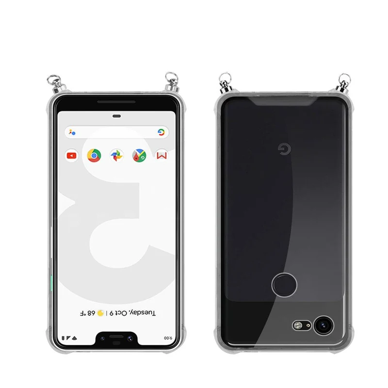 Silikon Hülle Handykette kompatibel mit Google PIXEL 3 XL mit goldenen Ringen
