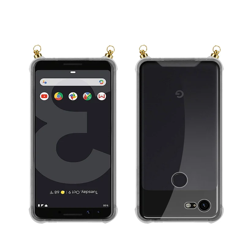 Silikon Hülle Handykette kompatibel mit Google PIXEL 3 mit goldenen Ringen