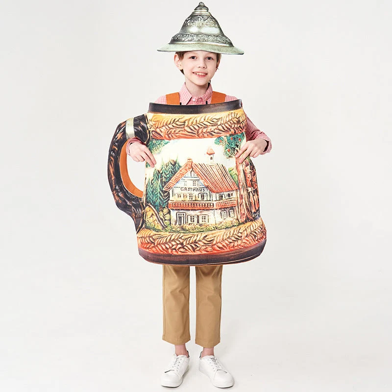 Unisex nan traditioneller keramischer Bierkrug mit Zinndeckel und handbemaltem Reliefmotiv Drune