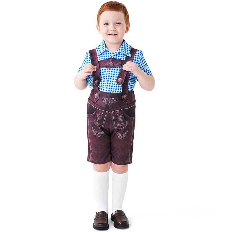 Herren nan kurze Trachtenlederhose mit verstellbaren Trägern und traditioneller Stickerei Drune