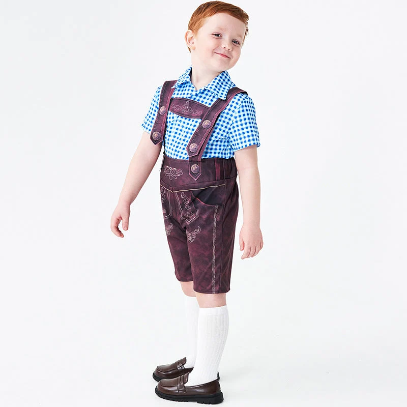 Herren nan kurze Trachtenlederhose mit verstellbaren Trägern und traditioneller Stickerei Drune