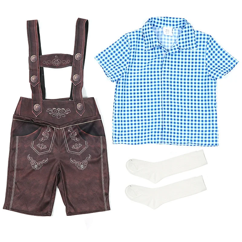 Herren nan kurze Trachtenlederhose mit verstellbaren Trägern und traditioneller Stickerei Drune