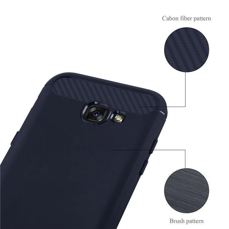 Cadorabo Hülle für Samsung Galaxy A3 2017 Schutzhülle aus flexiblem TPU Silikon in Edelstahl-Karbonfaser Optik