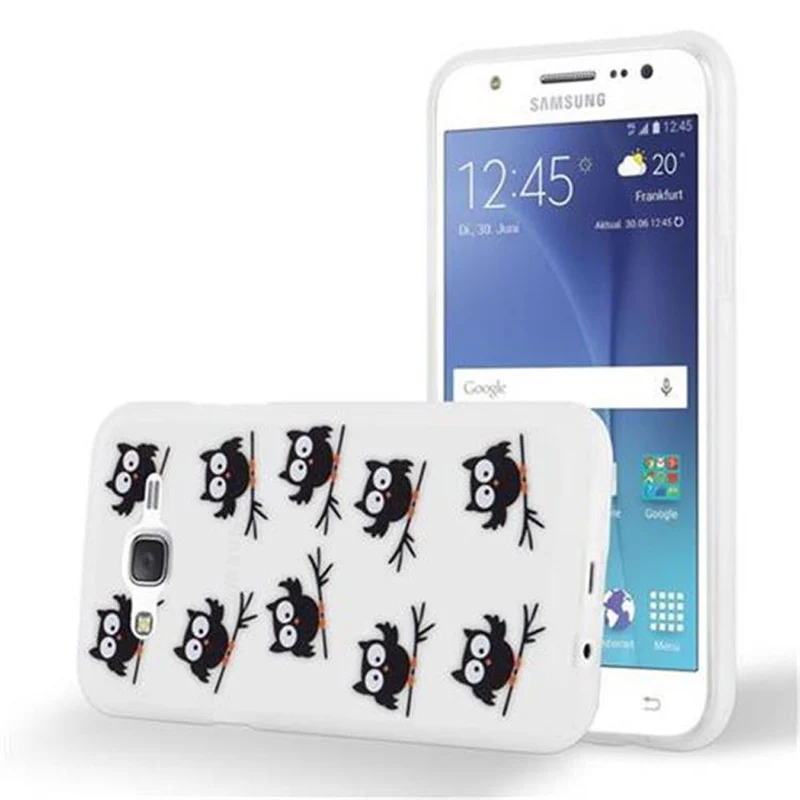 Cadorabo Hülle kompatibel mit Samsung Galaxy J5 2015 mit EULE BLACKY- Schutzhülle aus TPU Silikon mit modernem Aufdruck