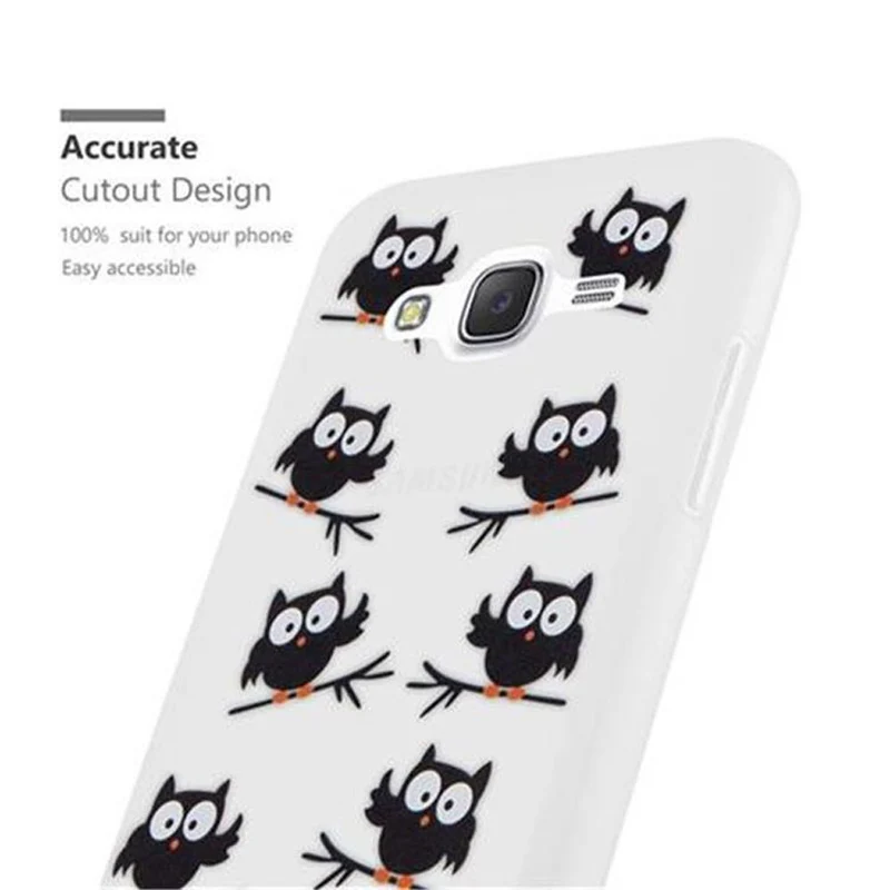 Cadorabo Hülle kompatibel mit Samsung Galaxy J5 2015 mit EULE BLACKY- Schutzhülle aus TPU Silikon mit modernem Aufdruck