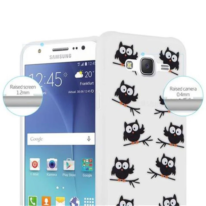 Cadorabo Hülle kompatibel mit Samsung Galaxy J5 2015 mit EULE BLACKY- Schutzhülle aus TPU Silikon mit modernem Aufdruck