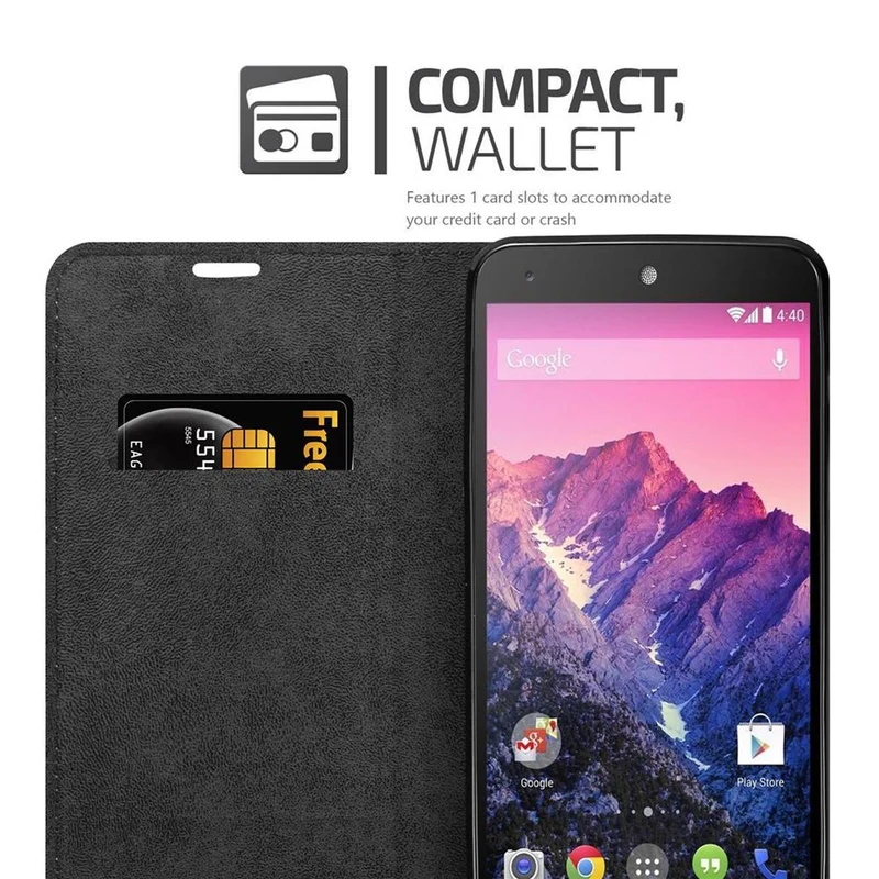 Cadorabo Hülle kompatibel mit LG Google NEXUS 5 Schutzhülle mit Magnetverschluss, Standfunktion und Kartenfach