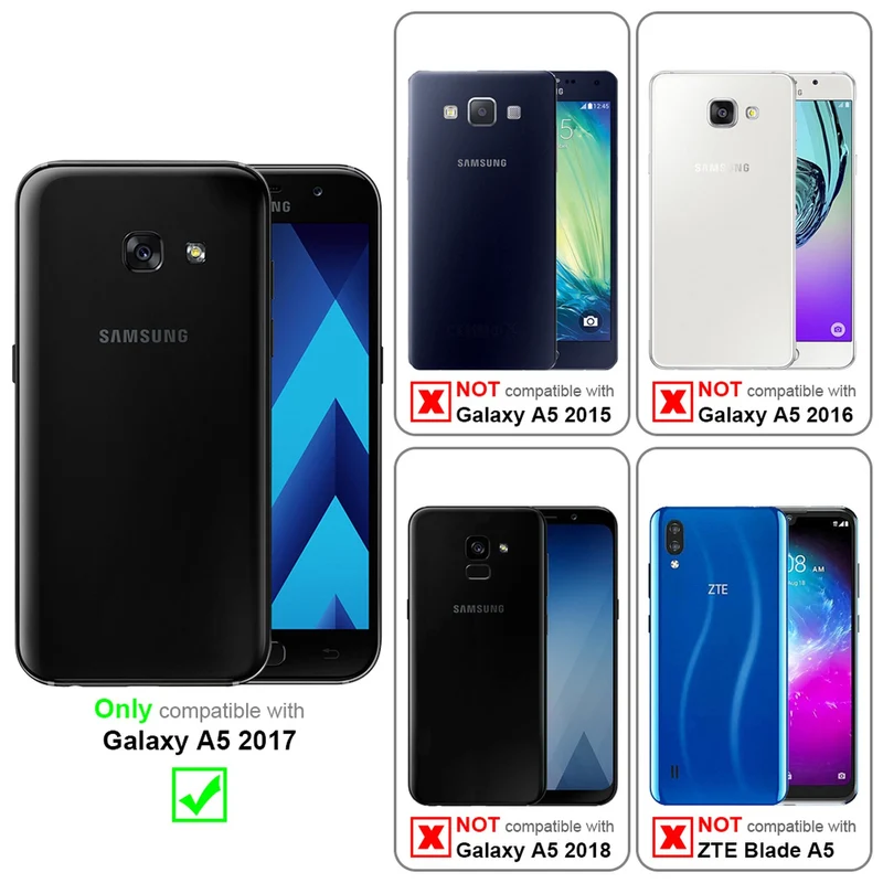 Cadorabo Hülle kompatibel mit Samsung Galaxy A5 2017 Schutzhülle mit Magnetverschluss, Standfunktion und Kartenfach