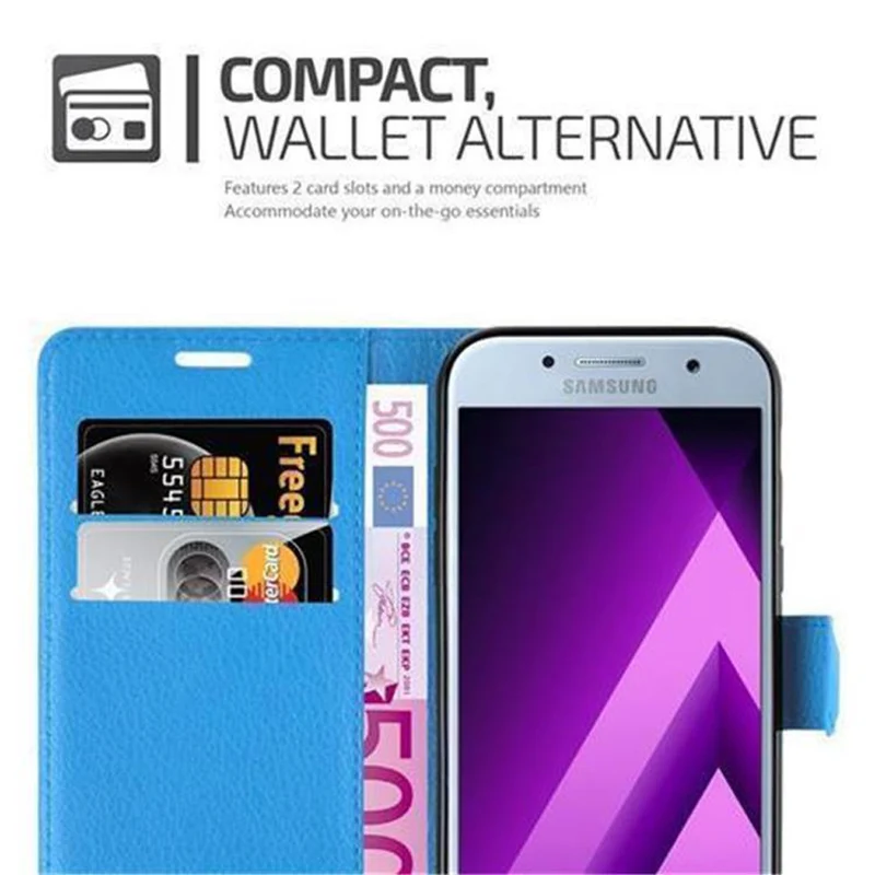 Cadorabo Hülle kompatibel mit Samsung Galaxy A3 2017 Schutzhülle mit Magnetverschluss, Standfunktion und Kartenfach